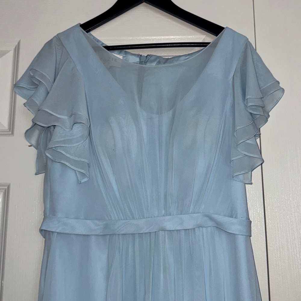 Azazie Daphne
A-Line Ruffled Chiffon Floor-Length Sky Blue Dress - Picture 7 of 12